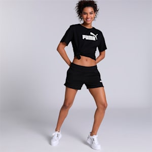Essentials Women's Regular Fit 4" Sweat Shorts, Puma Black, extralarge-IND